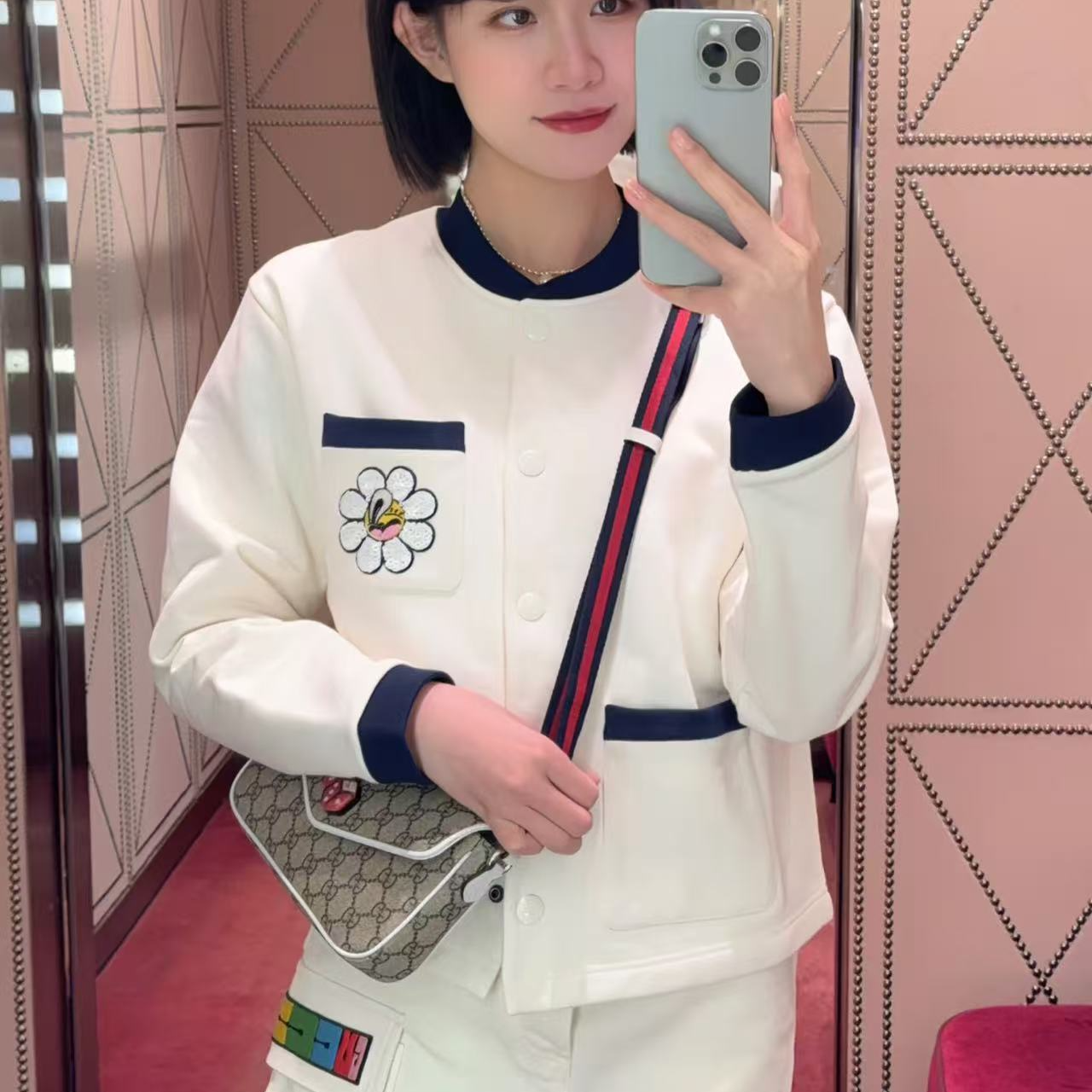 99新 GUCCI/古驰 02261 小花刺绣外套 S码