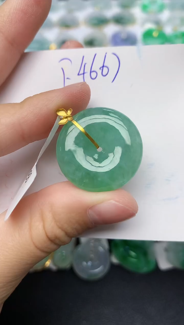 颈饰18K金镶嵌翡翠天然缅甸A货翡翠百元以上9元证书费自理