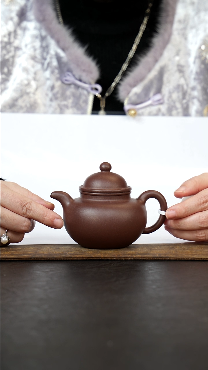 茶壶紫砂全手桂花紫泥寿珍掇球180cc