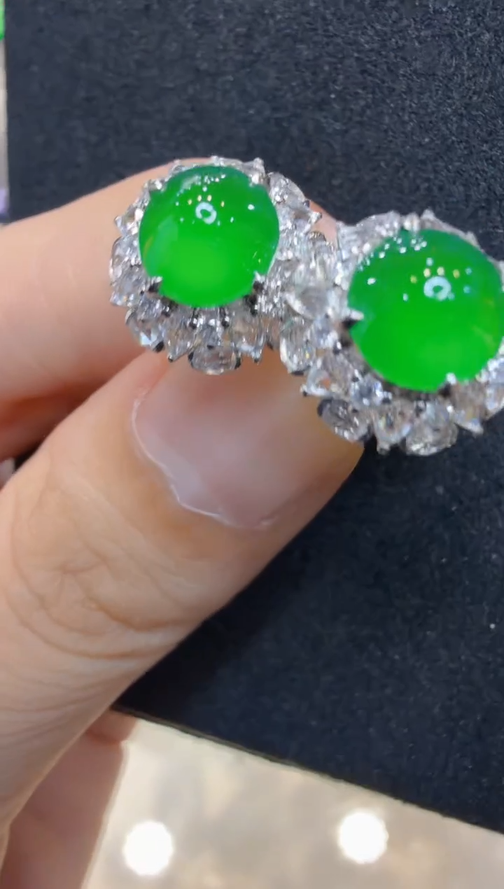 18K金镶嵌翡翠耳饰多样性团购发一件