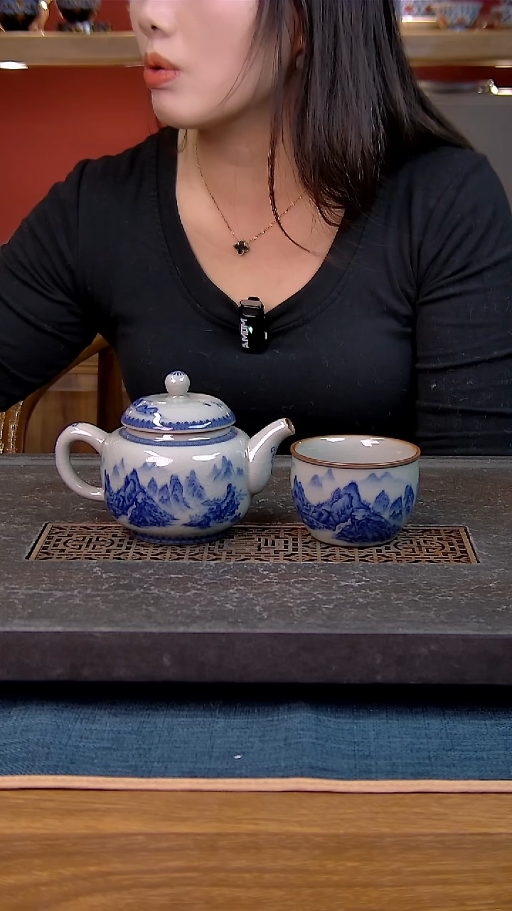 简装家用款2件套 老陶泥开片纹陶瓷茶具