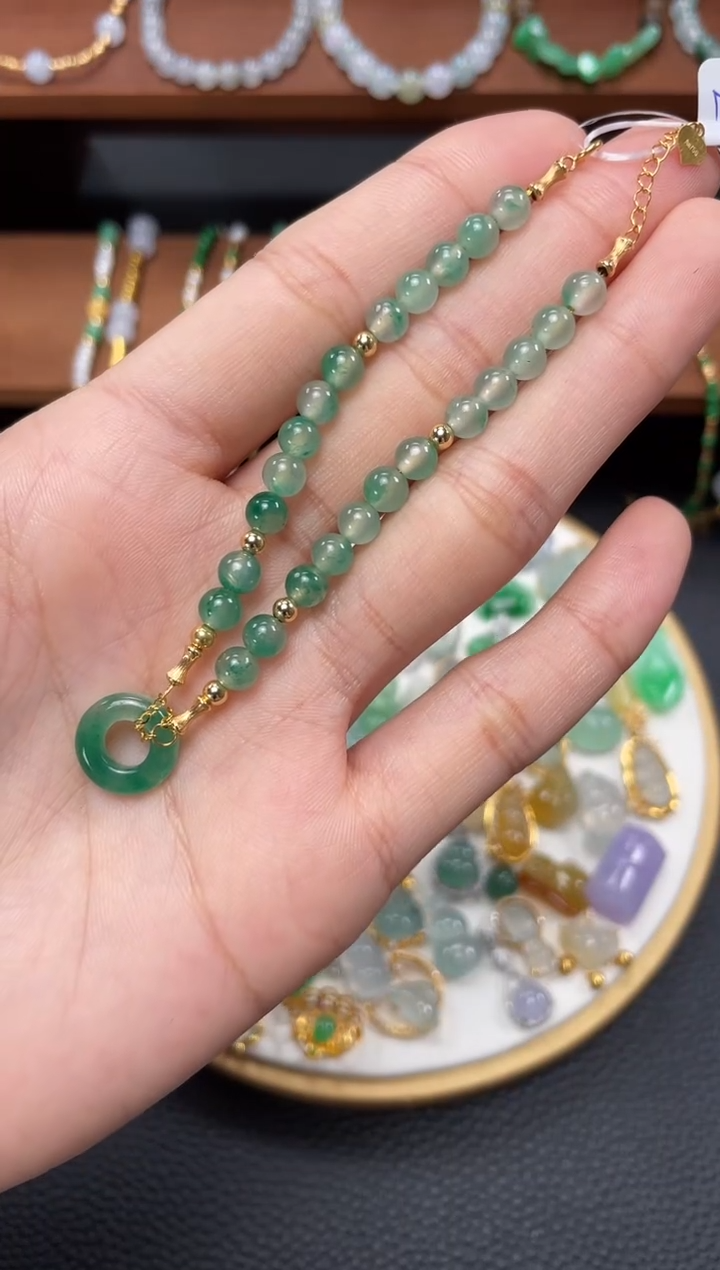 【闪购商品】石英质玉套链18K金镶嵌一个  JK686