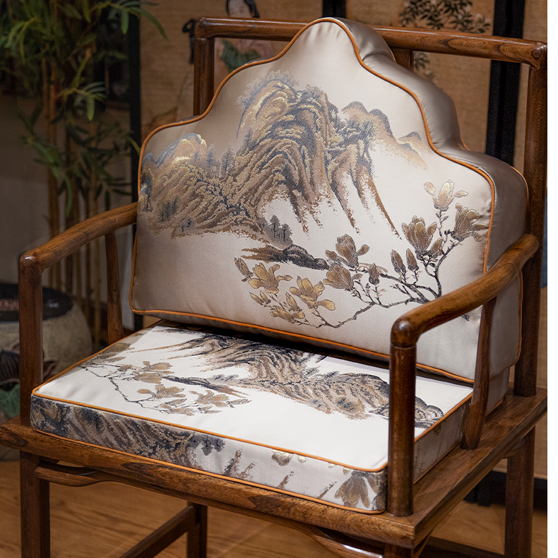 靠山靠枕新中式红木圈椅坐垫实木太师椅云朵枕靠垫一体腰靠茶椅垫