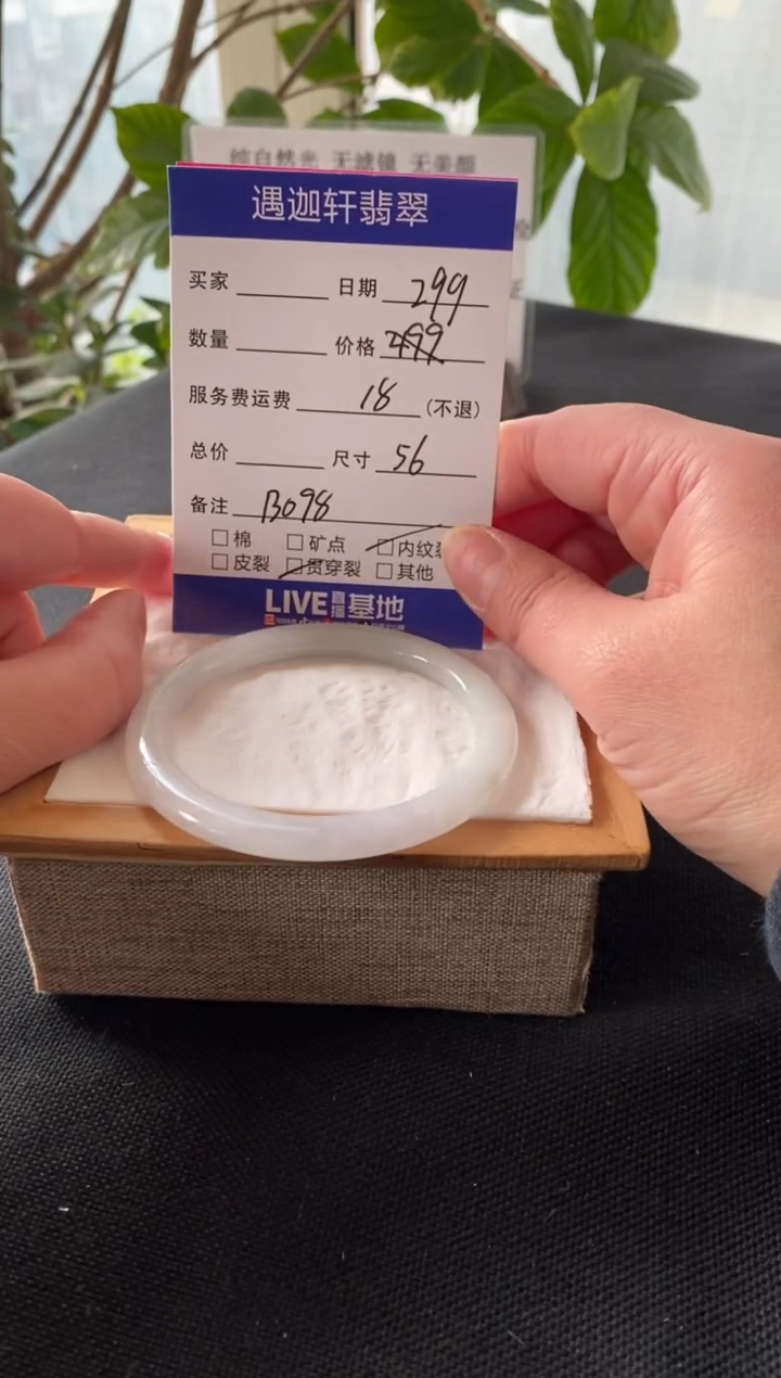 【闪购商品】翡翠手镯未镶嵌56圈口 B098编码