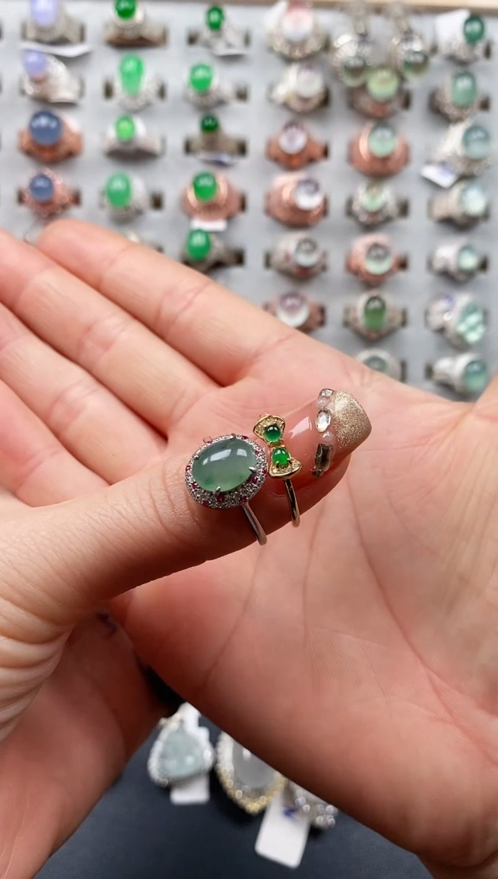 【闪购商品】翡翠戒指银S925镶嵌 盘主女戒专场