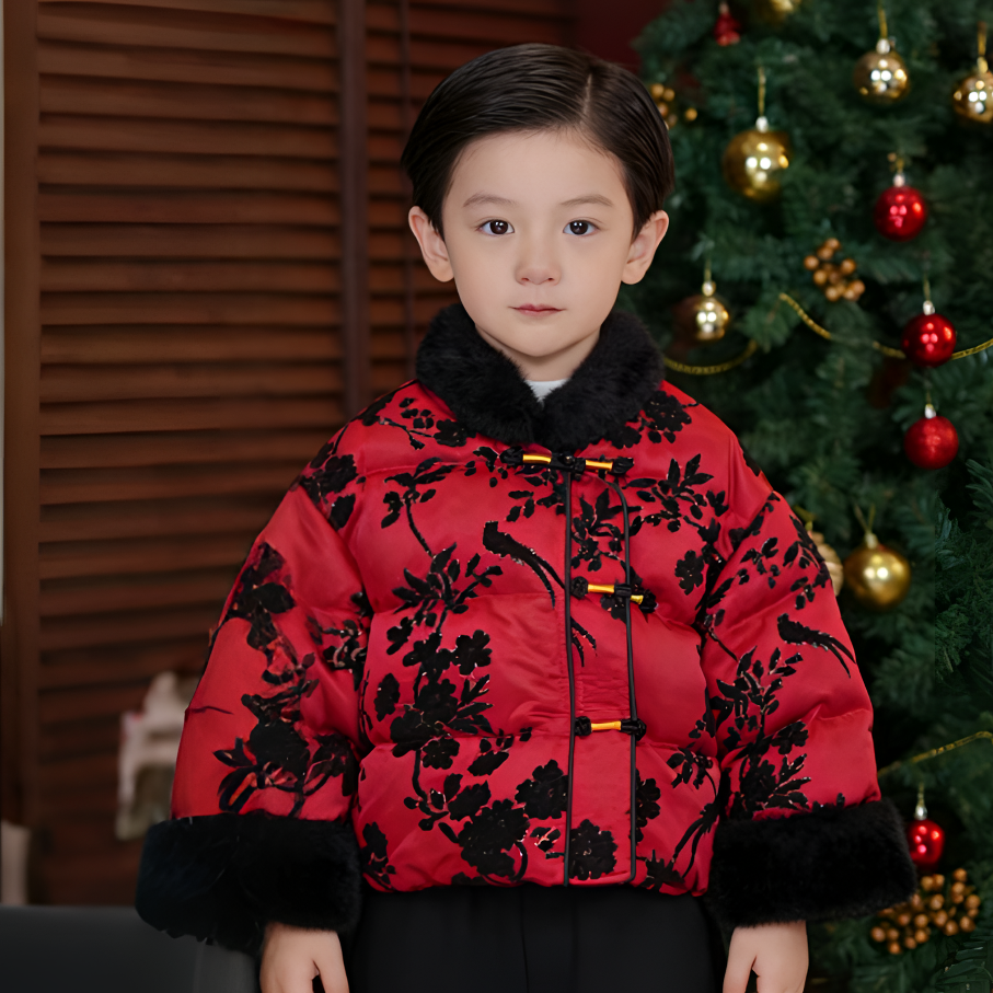 现货【梅兰竹菊】2025秋冬季新品萌娃穿搭加厚男女童棉服外套39530