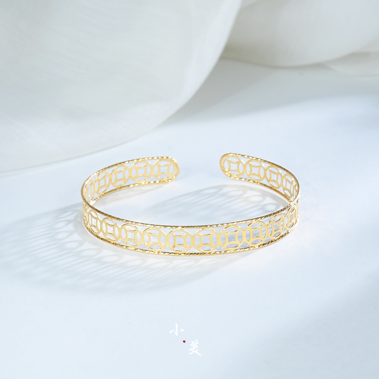 18K金镂空钱币手镯 G9988