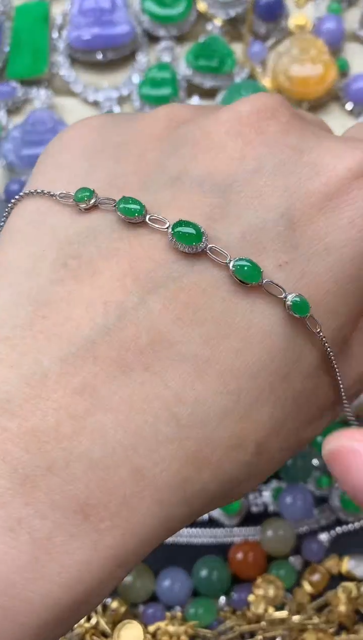 【闪购商品】翡翠手链18K金镶嵌380-中国好珍宝