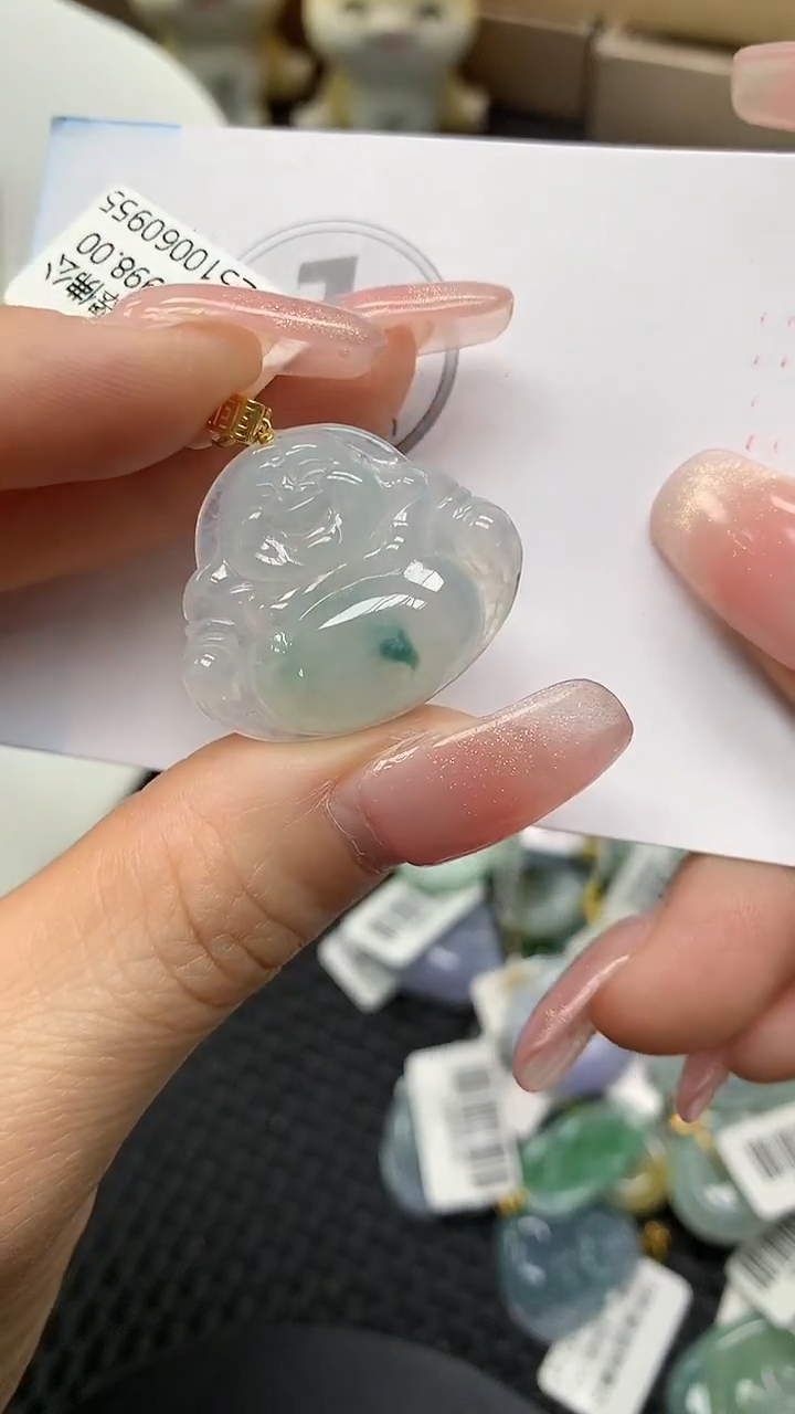 颈饰18K金镶嵌翡翠a货支持复检百元以上9元证书费自理