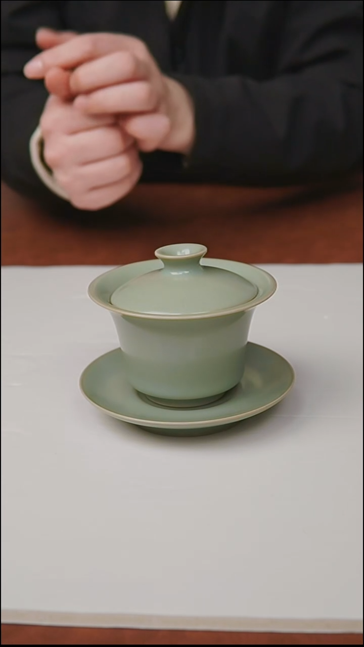 杯子瓷富山严选汝瓷，马蹄盖碗