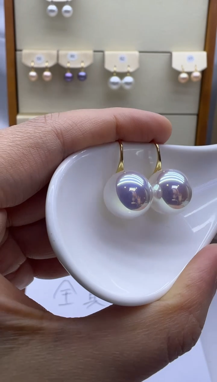 银S925镶嵌耳饰淡水珍珠298