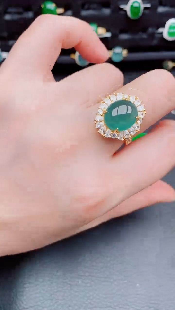 【闪购商品】翡翠戒指银S925镶嵌天然a货翡翠229