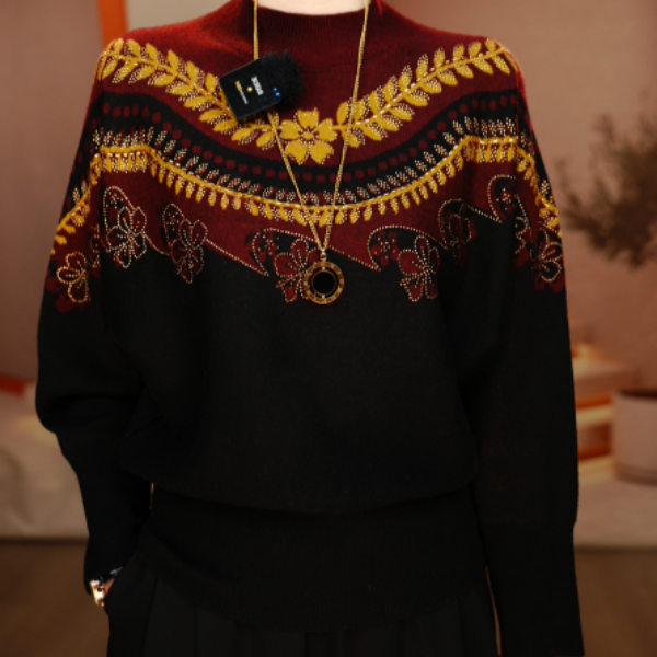 国颐 秋季新款含棉羊毛衣针织毛线衣柔软保暖百搭上衣V25Y248