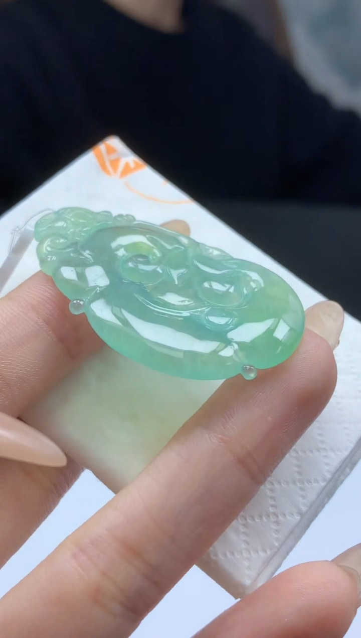 【闪购商品】定制翡翠未镶嵌009ee-毛货如意30赠金扣