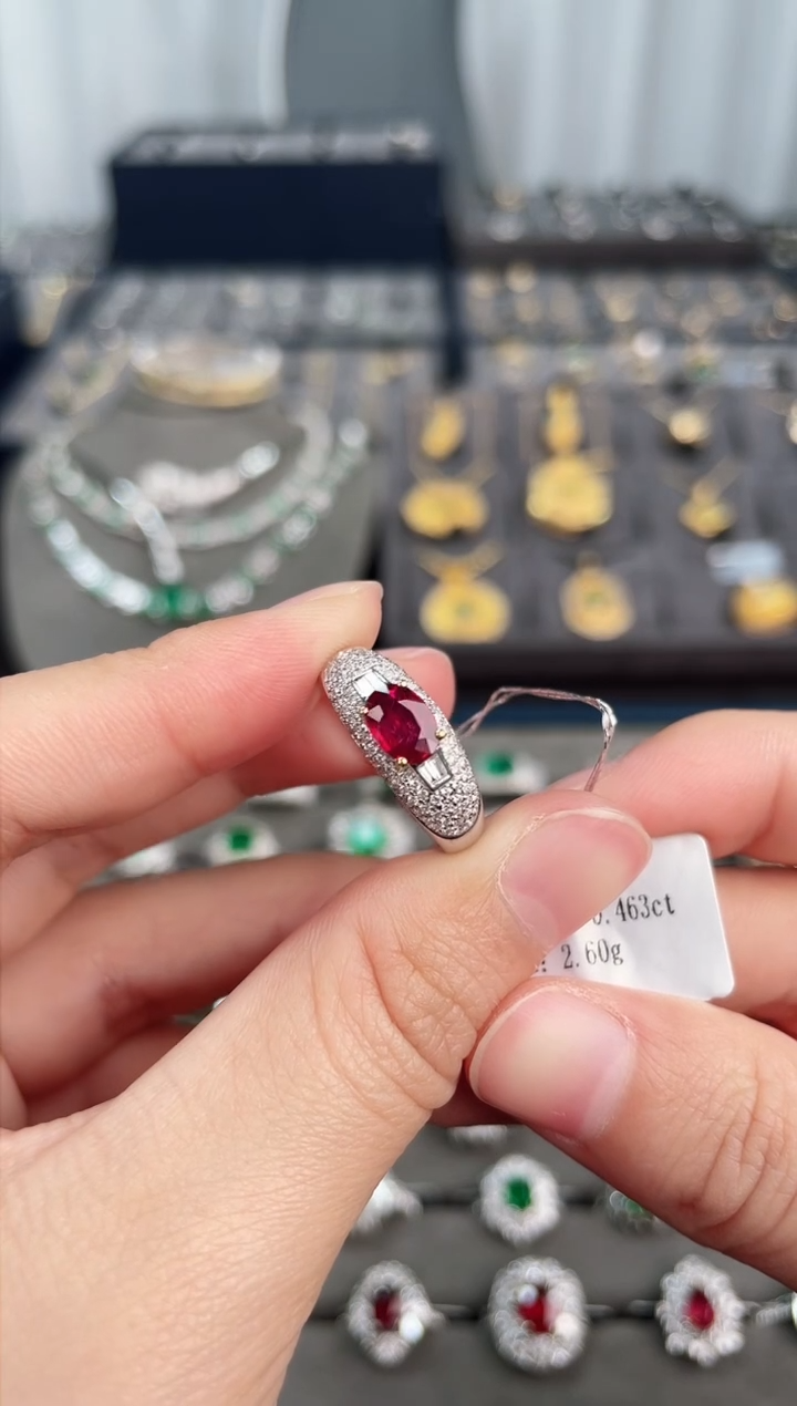 【闪购商品】红宝石戒指18K金镶嵌0.78ct/无烧鸽血红