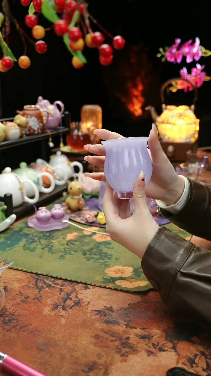 【闪购商品】紫色水晶琉璃水仙主人杯110cc