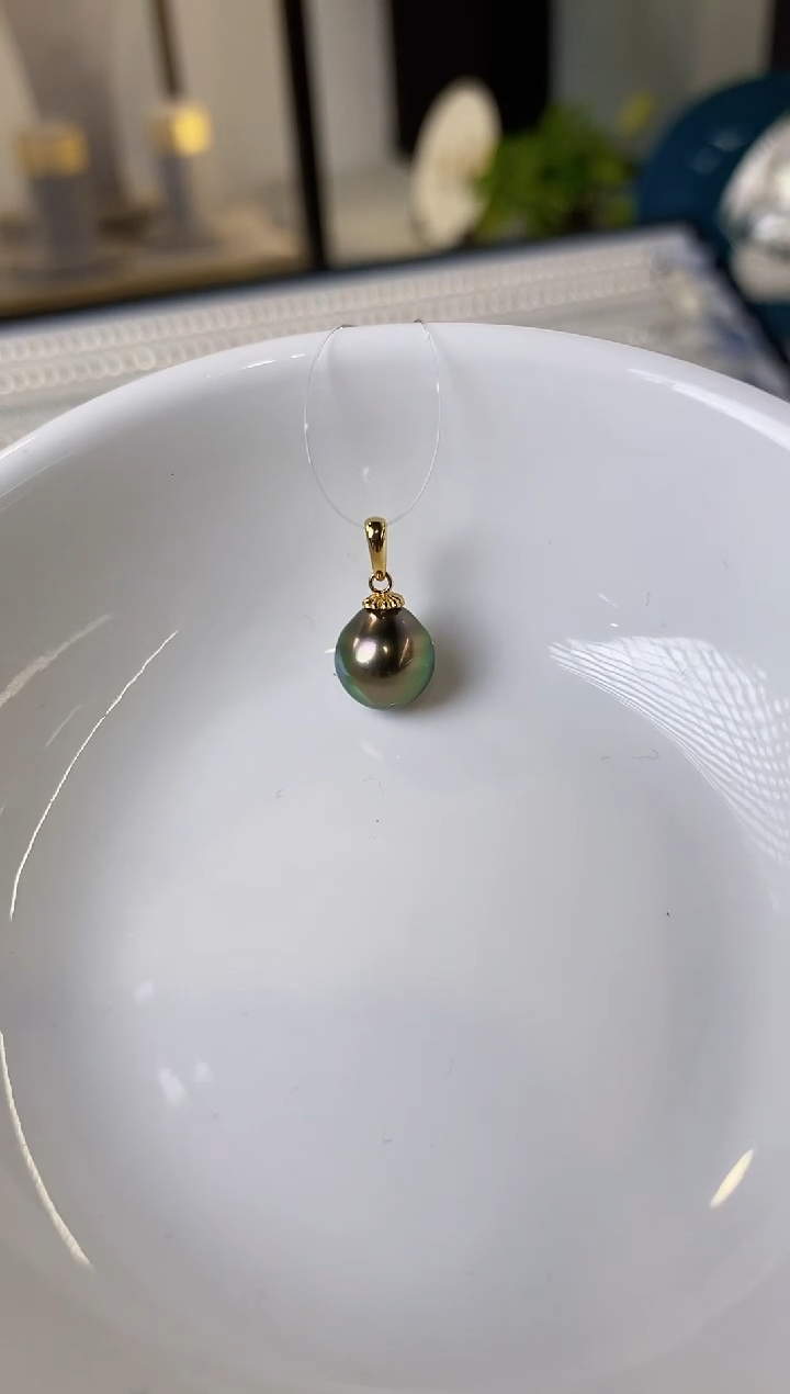 【闪购商品】海水珍珠吊坠(不含链)18K金镶嵌9-10海水珍珠吊坠