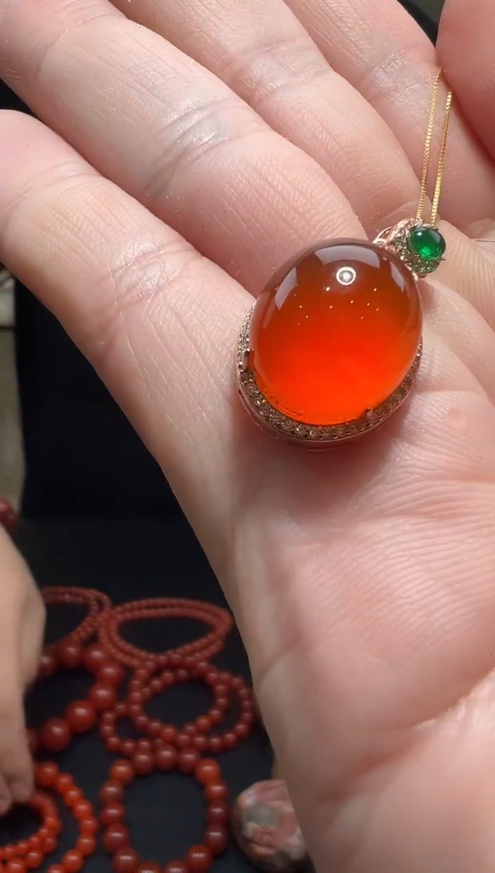 【闪购商品】南红玛瑙颈饰未镶嵌南红大蛋面吊坠HA34010多样性发货