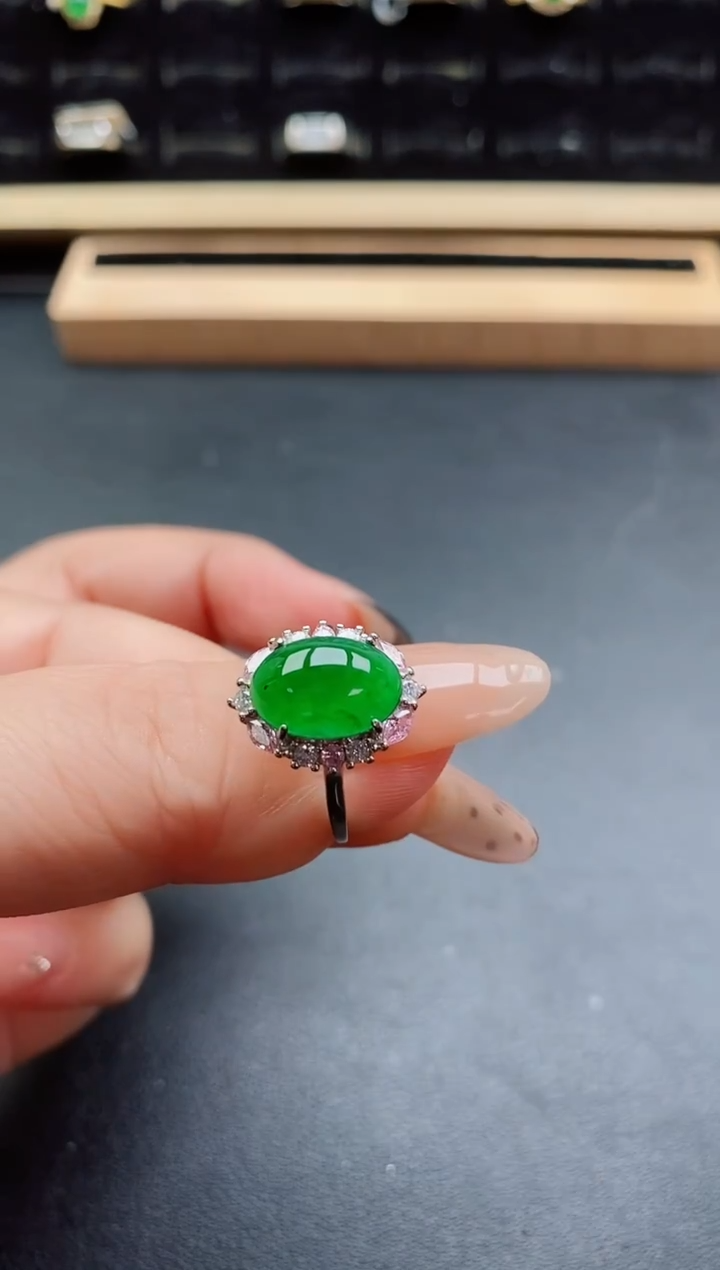 银S925镶嵌戒指翡翠1