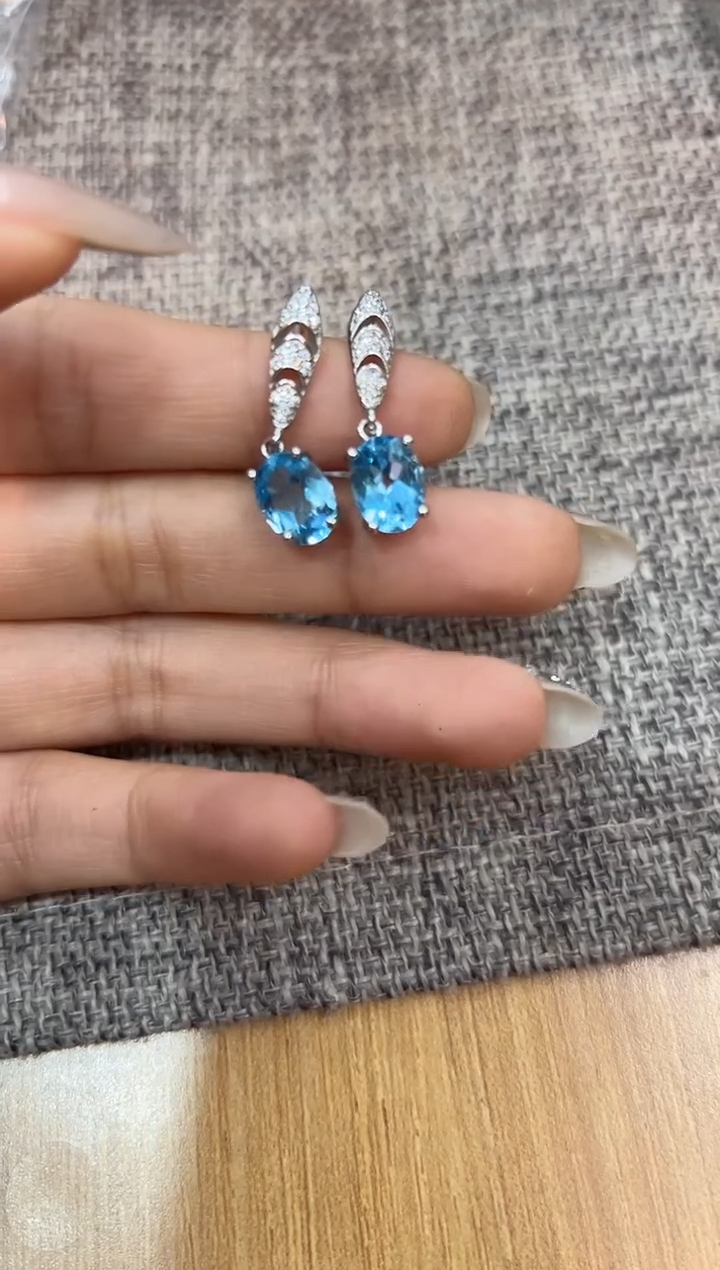 银S925镶嵌托帕石耳饰托帕石耳饰-581656