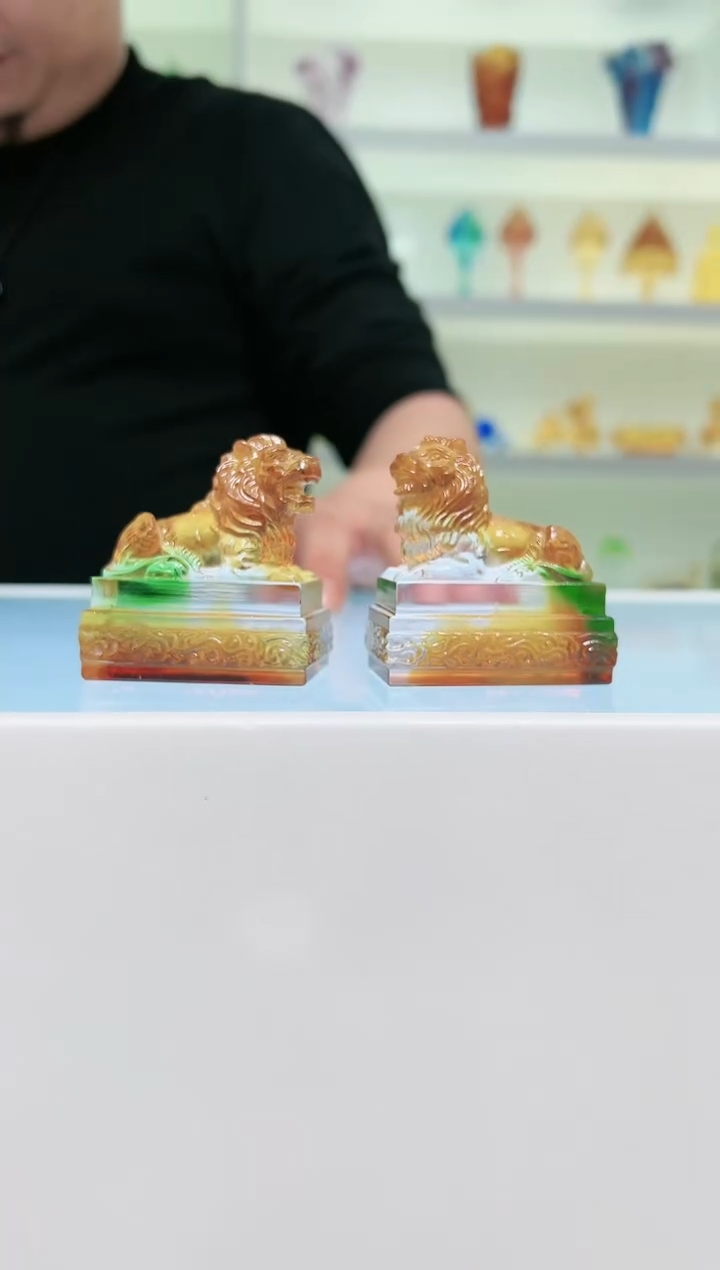 【闪购商品】茶宠古法琉璃一对小狮子