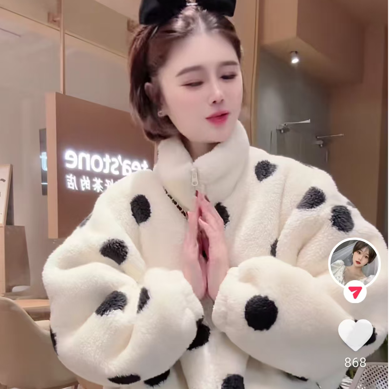 【花花定制】（零下15°都能穿）双面北极绒加厚加绒时尚冬款波点睡衣