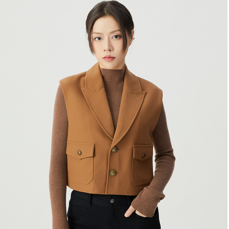 GIRDEAR/哥弟欧美时尚风马夹设计感撞色高腰气质女士马甲1400748 