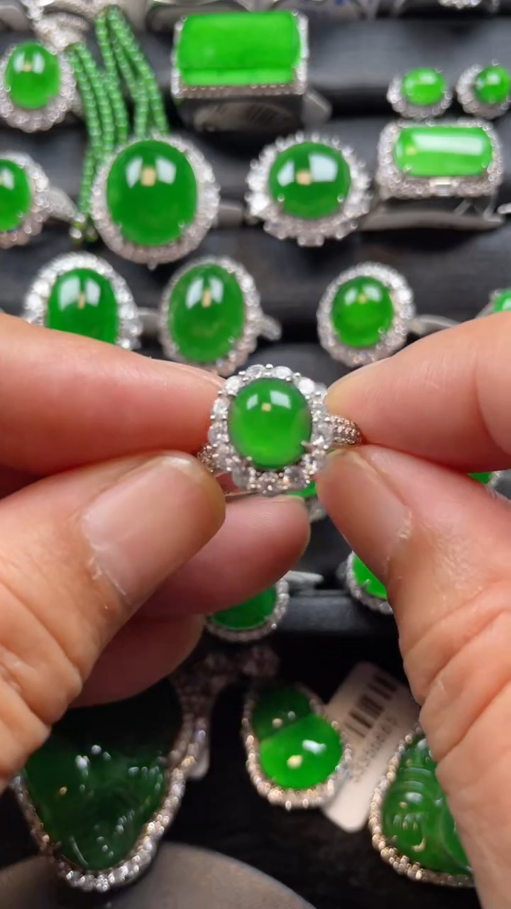 翡翠银S925镶嵌戒指翡翠