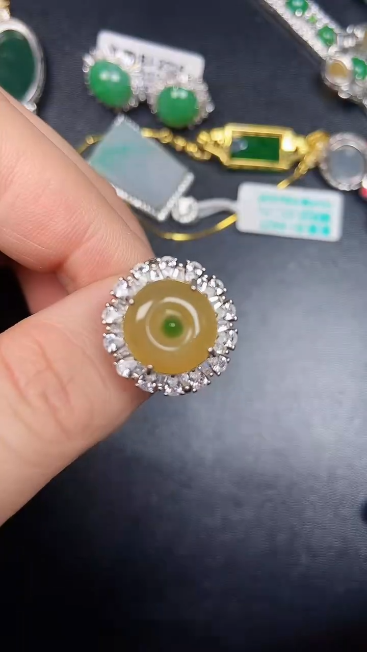 银S925镶嵌戒指翡翠1910