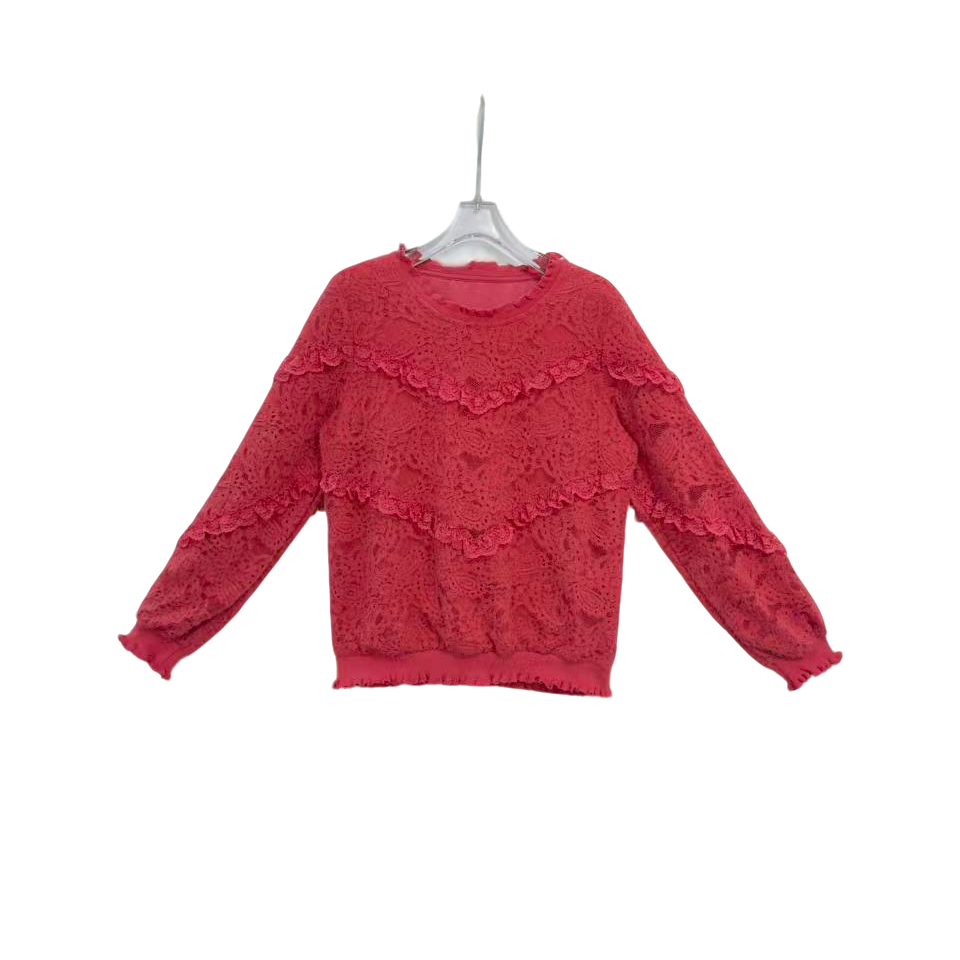 桐然精选013#秋冬新款甜美风蕾丝百搭小清新淑女气质减龄长袖上衣