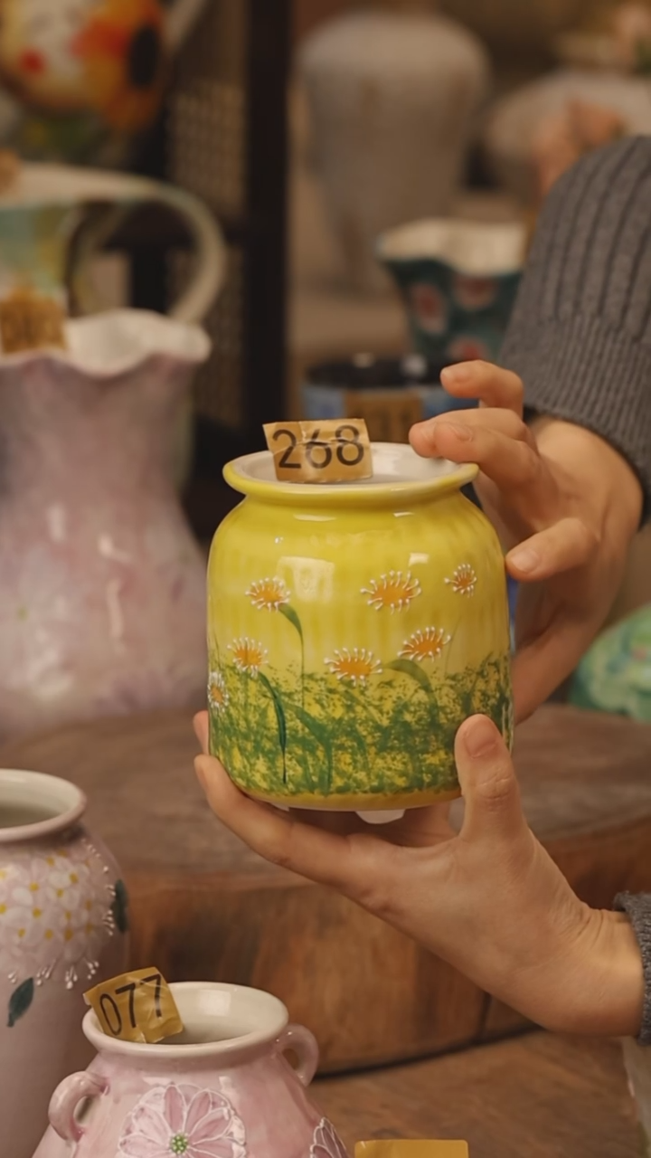 陶瓷景德镇设计师手作花器摆件侘寂风@M268@