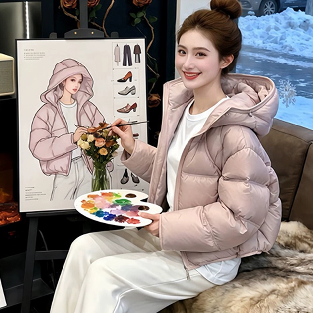 【正品】小个子氛围感棉衣棉服女2025冬季新款加厚保暖短款面包服