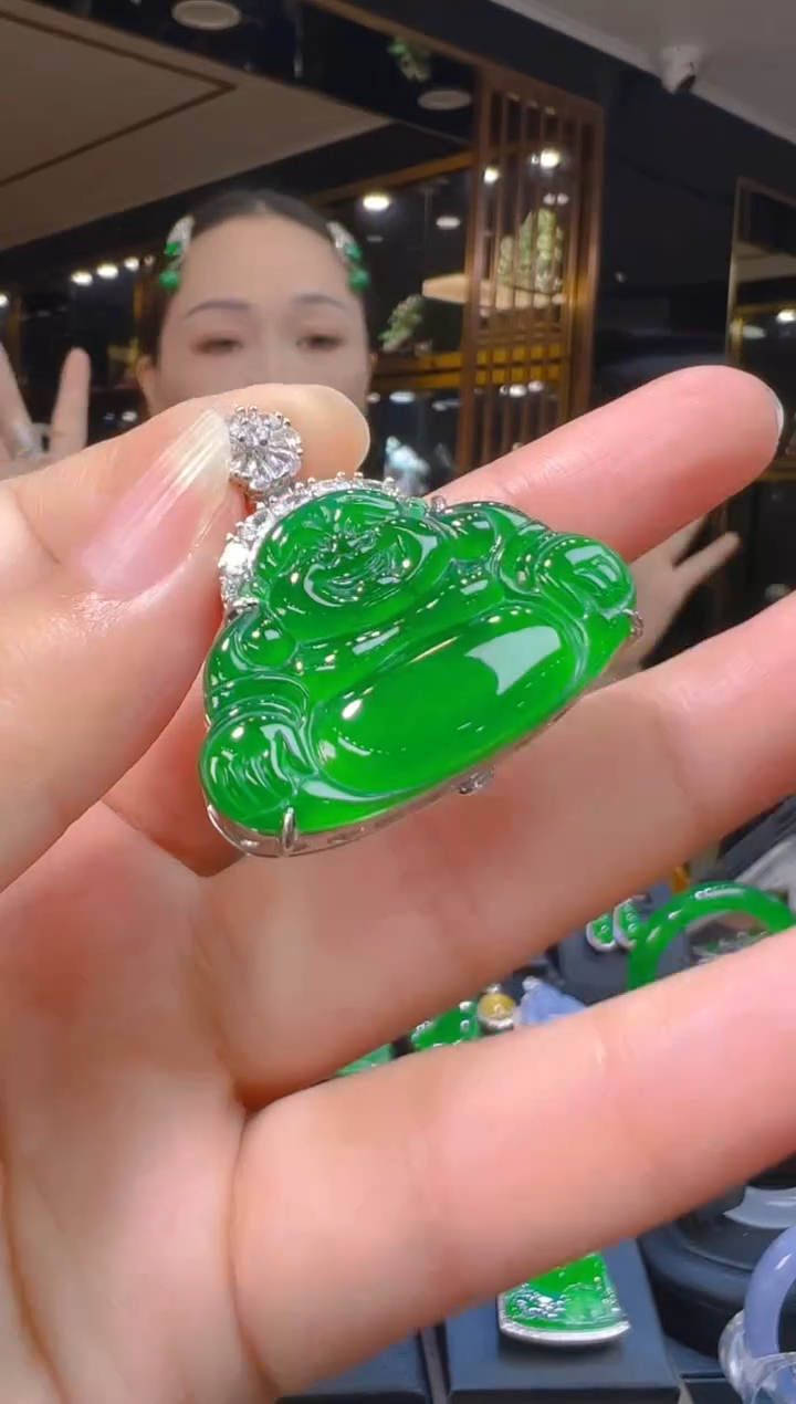 吊坠(赠链)银S925镶嵌翡翠005（多样性发其一）