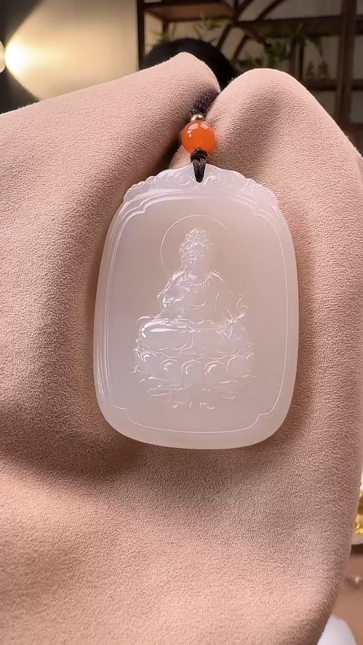 【闪购商品】和田玉吊坠未镶嵌0459糖玉观音（背面莲花）