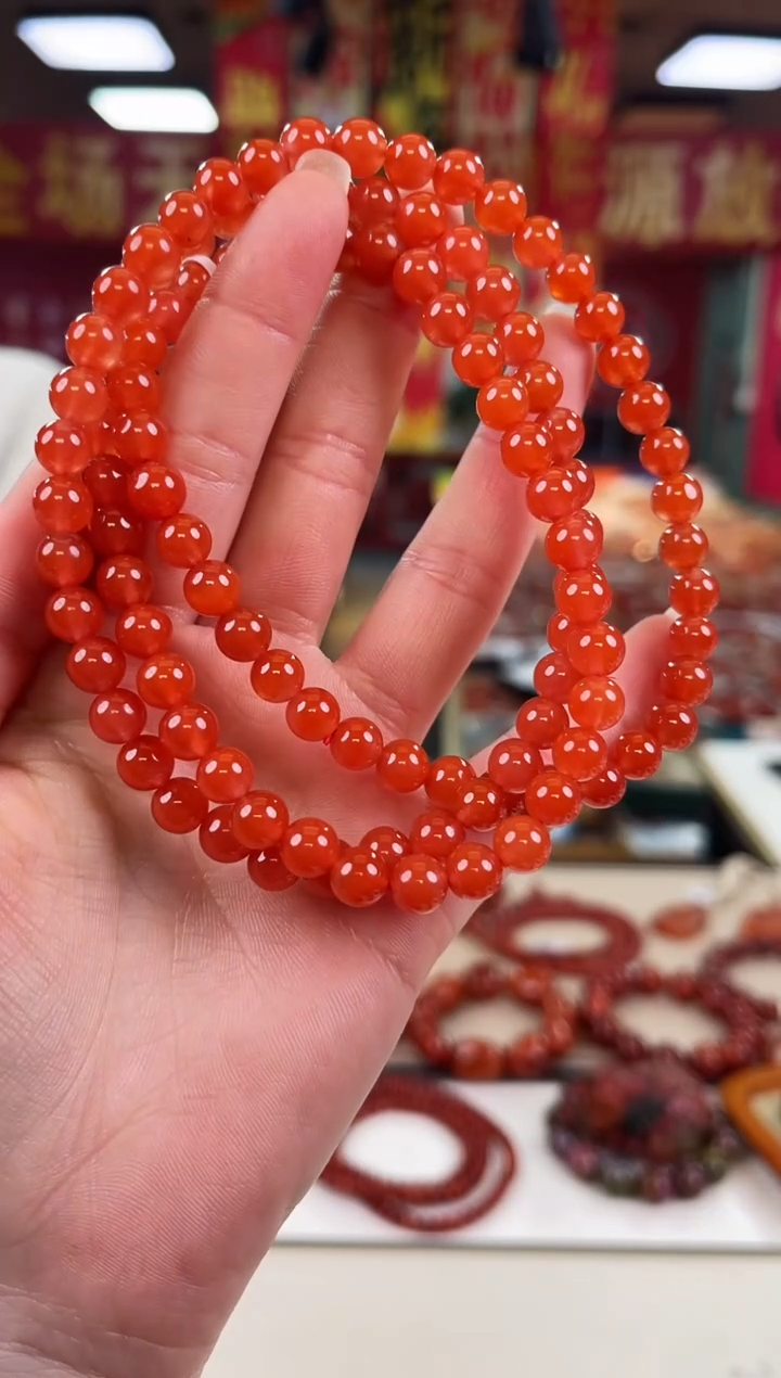 未镶嵌冰红fd多圈7+南红玛瑙（多样式发其一）