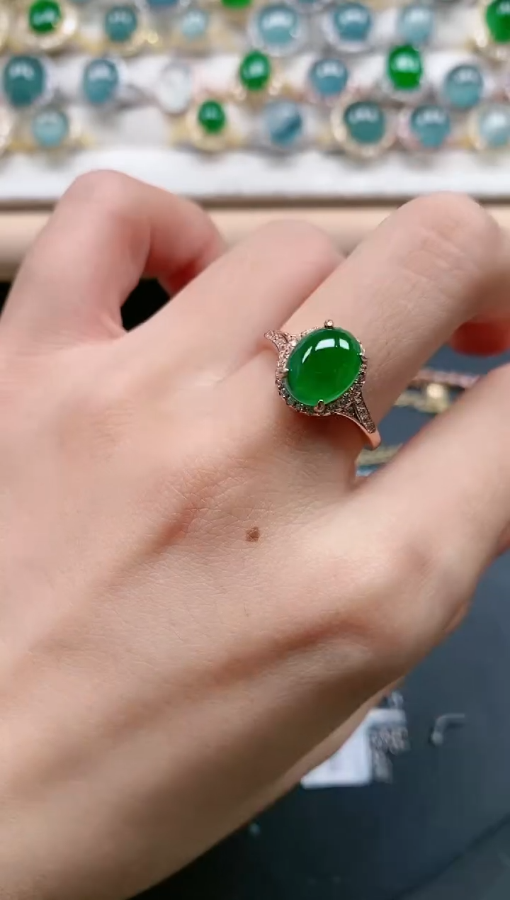 【闪购商品】翡翠戒指银S925镶嵌111111