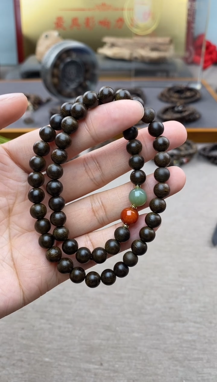 【闪购商品】沉香手串越南芽庄白棋06+配饰 沉水双圈