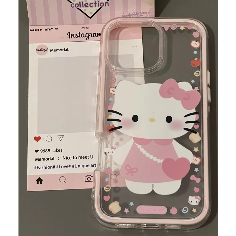 粉裙kitty酱撞色大孔手机壳适用苹果华为OPPOVIVO小米