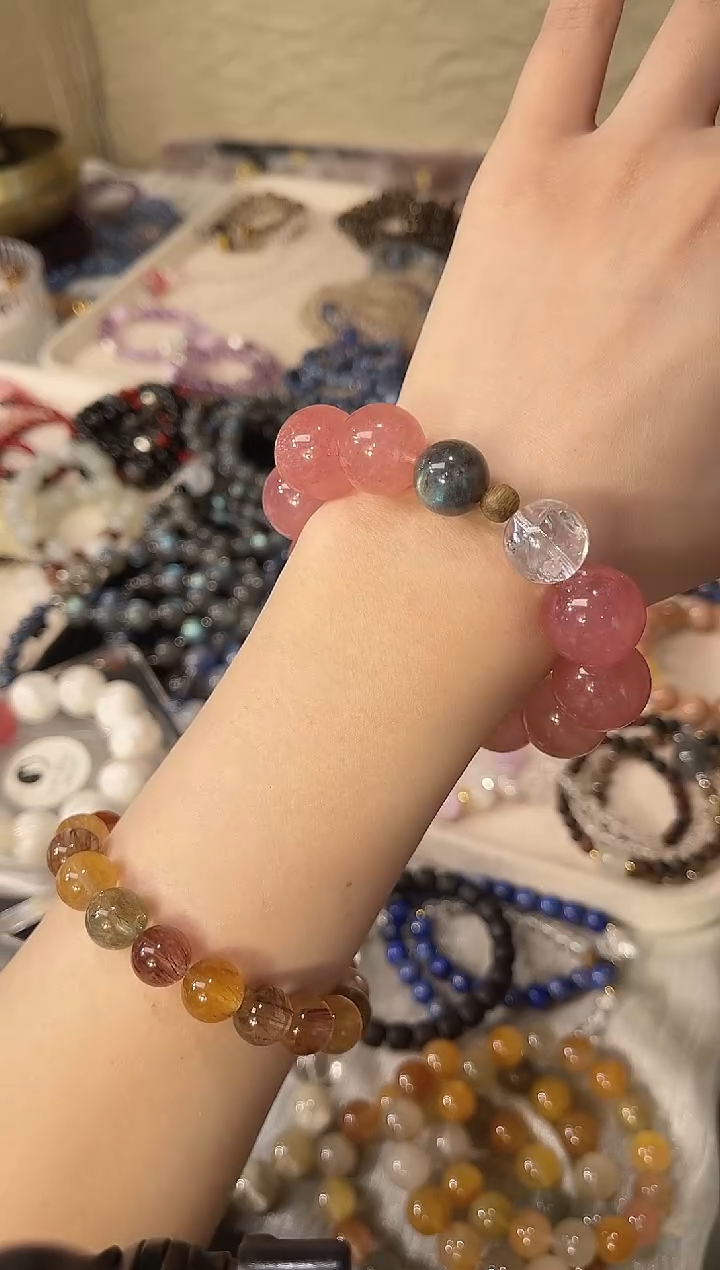 水晶摆件未镶嵌 草莓晶 孤品