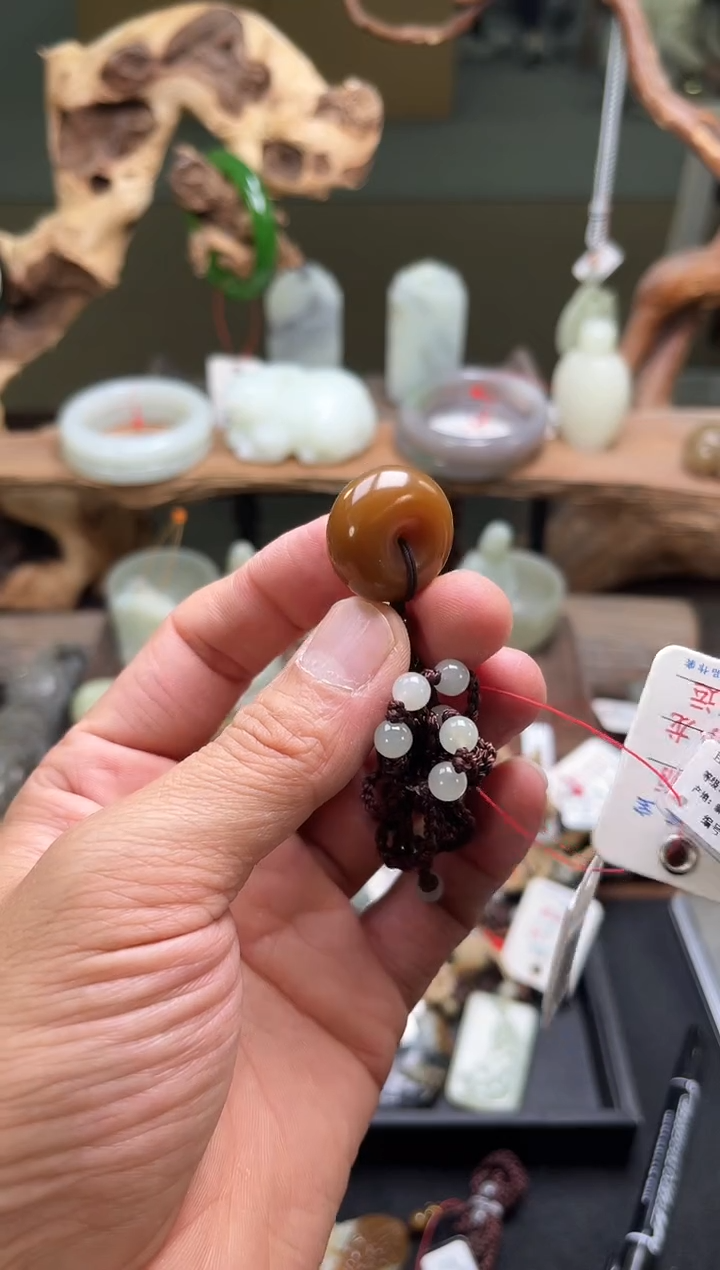 和田玉未镶嵌吊坠且末金山糖 平安扣9007848