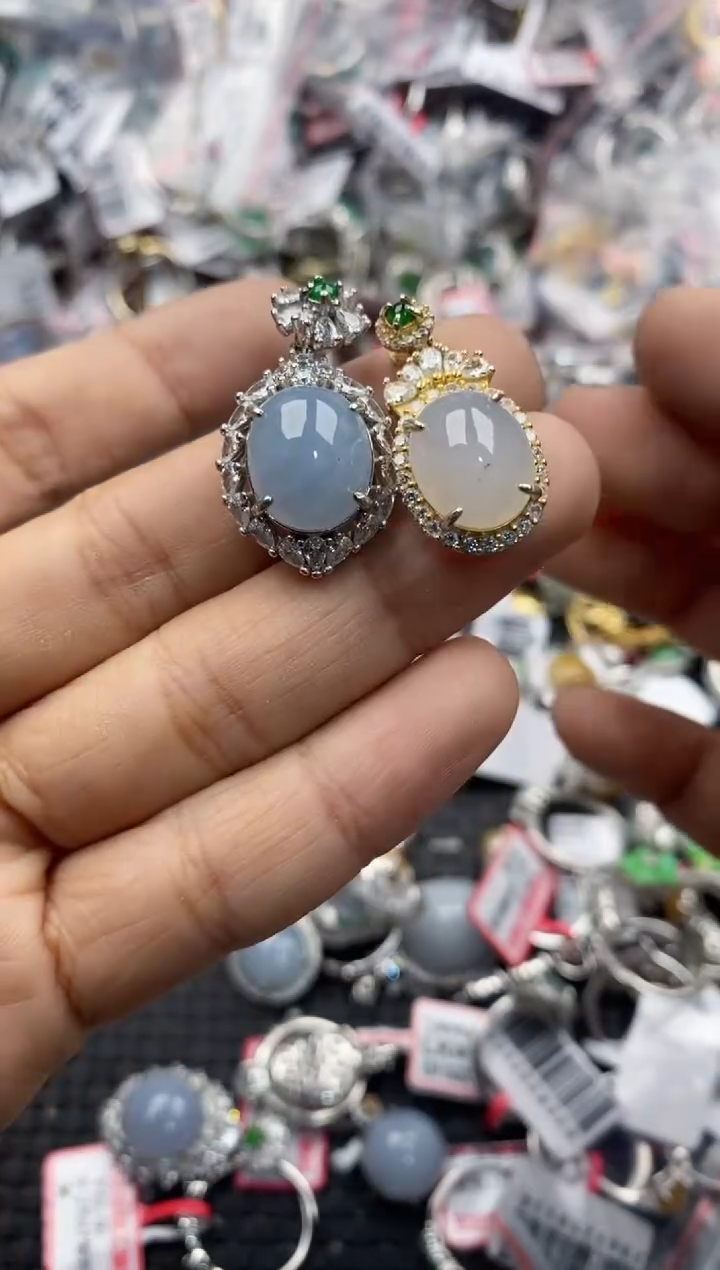 银S925镶嵌戒指翡翠999---1