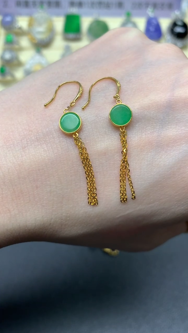 【闪购商品】翡翠耳饰18K金镶嵌耳饰|1100+110