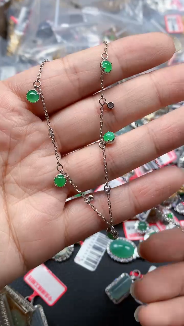 银S925镶嵌戒指翡翠天然A货缅甸翡翠