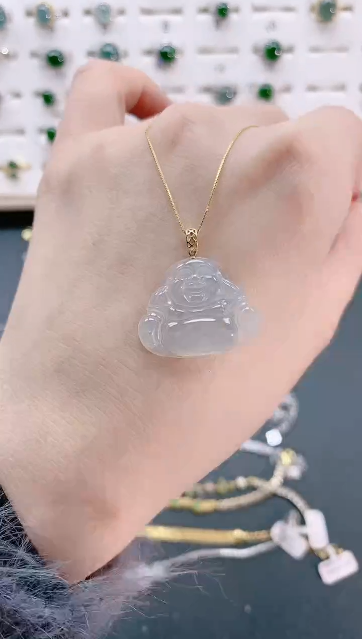 【闪购商品】翡翠颈饰18K金镶嵌天然翡翠