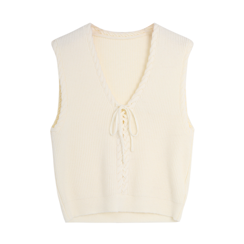 【首次PO价】西町村屋简约穿绳针织毛衣外穿马甲背心AD8222402