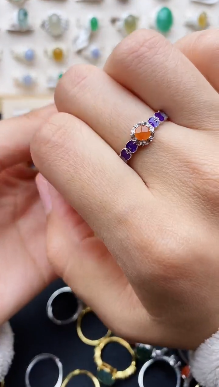 【闪购商品】翡翠戒指银S925镶嵌缅甸翡翠