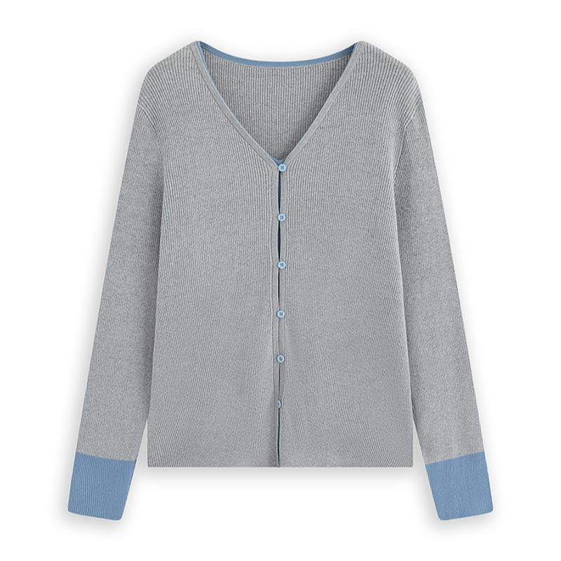 【特价】播broadcast秋冬新品百搭大码小撞色拼接针织衫MDS3SD1167