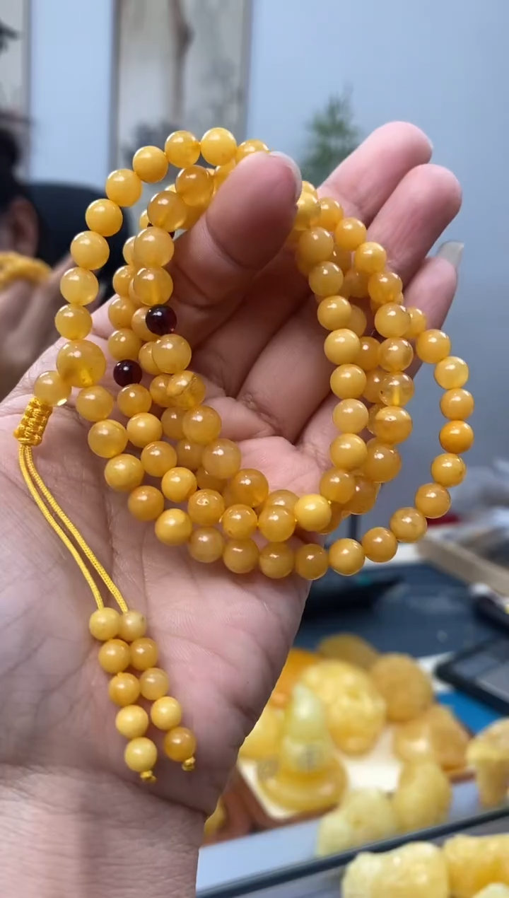 【闪购商品】琥珀裸石未镶嵌天然琥珀蜜蜡108佛珠