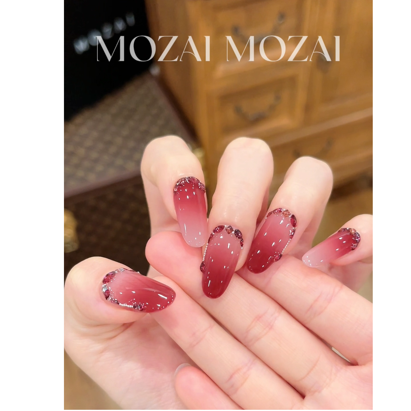 茉哉W【迷雾甜恋】纯手工定制美甲拆卸穿戴甲A5297
