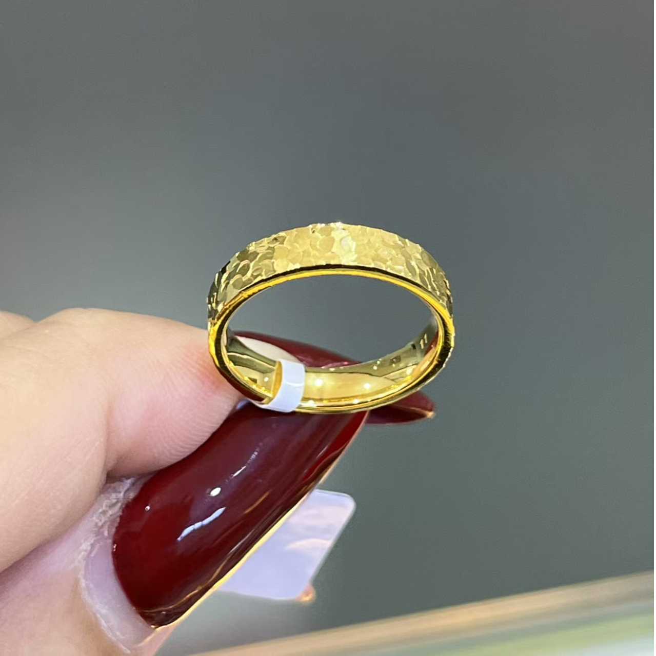 足银戒指 足银碎碎冰戒指  气质百搭简约金色精致指环